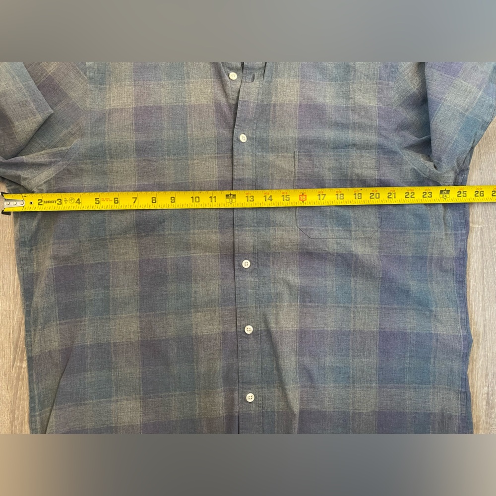 Nordstrom Men’s Shop Gray and Blue Checkered Shirt | XL Tall | 100% cotton - Picture 7 of 8